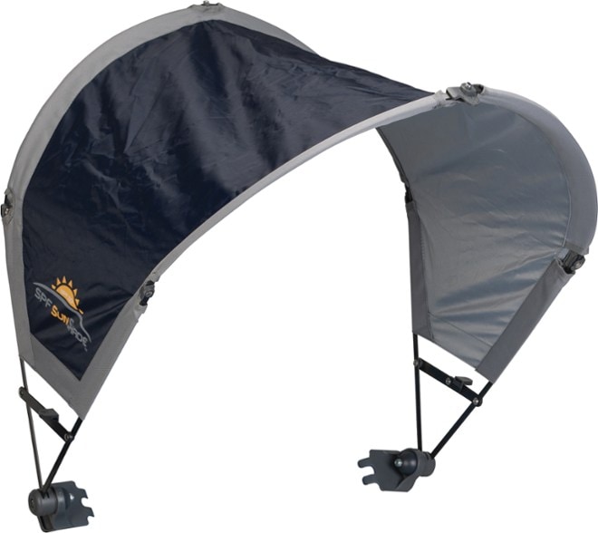SunShield Pro in use at the beach, providing shade for a camp chair