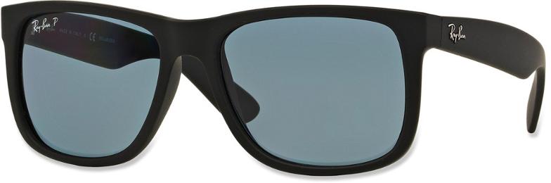 Ray-Ban Justin sunglasses front view showcasing rectangle lenses and black nylon frame