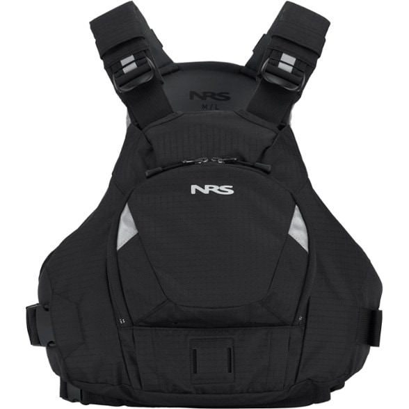 NRS Ninja PFD in action, showcasing its ergonomic design for kayaking.