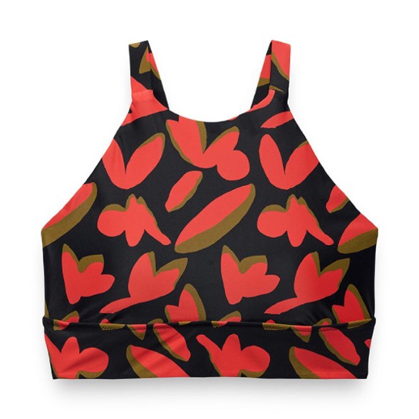 Women's swim top for active water sports with high neckline and UPF 50+ protection