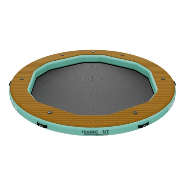 Close-up view of the contoured mesh bed of the water hammock for comfortable lounging