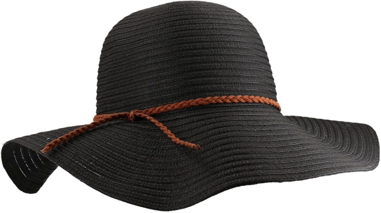 Close-up of the wide brim of the packable sun hat showing UV protection fabric