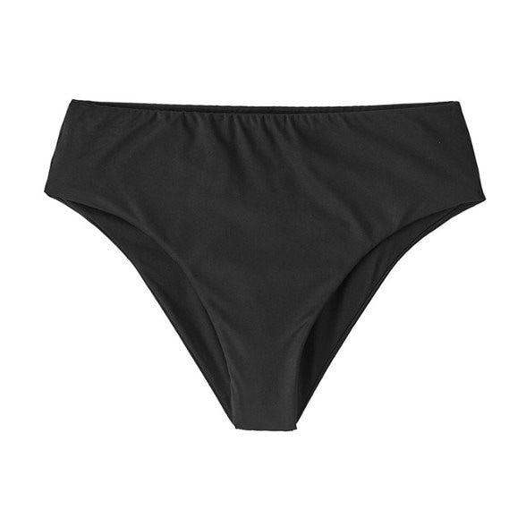Side view of women's sustainable swim bottoms with high-leg cut