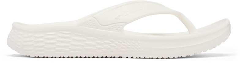 Columbia Ramble flip-flops in beige, showing textured footbed and strap detail