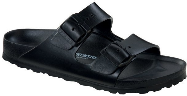 Birkenstock Arizona Essentials EVA women's sandals in poolside setting, showcasing their waterproof design.