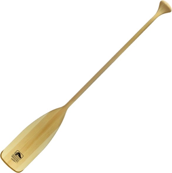 Bending Branches Loon canoe paddle in use on a serene lake, showcasing its lightweight recreational design.