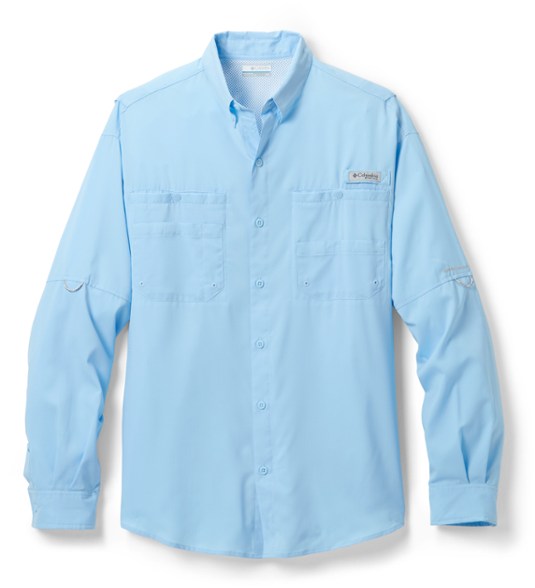 Front view of Columbia PFG Tamiami II long sleeve fishing shirt in action outdoors