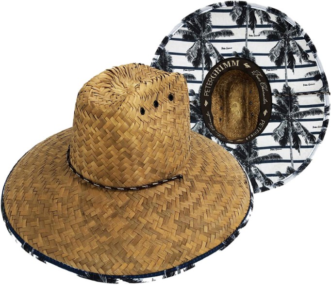 Wide brim UPF 50 sun hat on a sunny beach for summer protection