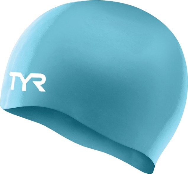 Teen wearing AquaFlex silicone swim cap during swim practice