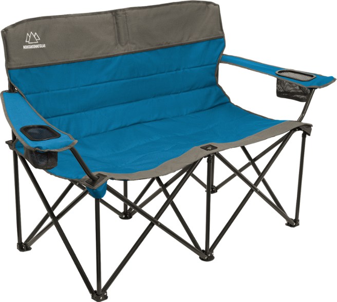 Close-up of quilted padding on the comfortable double camping loveseat