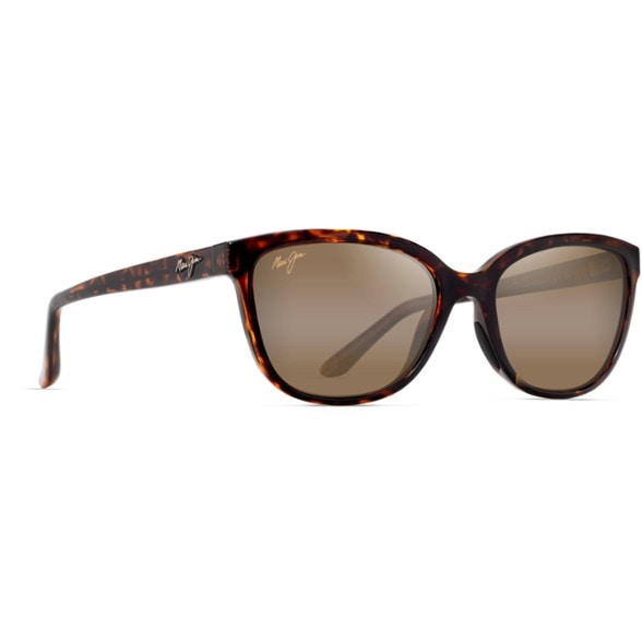 Side view of Maui Jim Honi sunglasses showcasing the slight cat-eye curve and polarized lenses