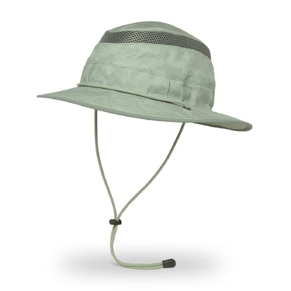 Adventure Ready Sun Hat with a 2.5-inch brim during a hiking trip, protecting against sun glare.