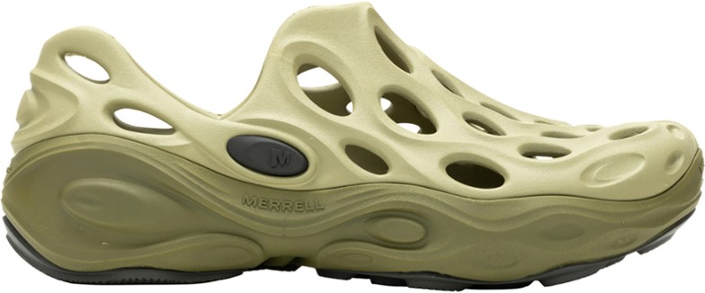 Top-angle view of Merrell Hydro Moc men's water shoes showcasing EVA upper and slip-on heel design