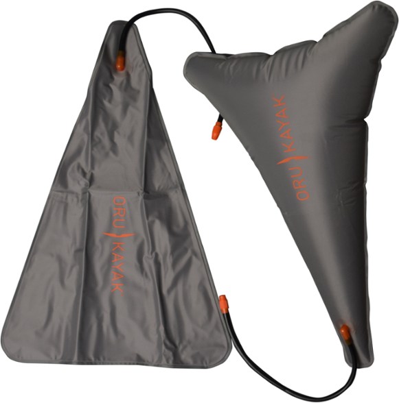 Close-up of Oru kayak float bags showing valve and material texture.
