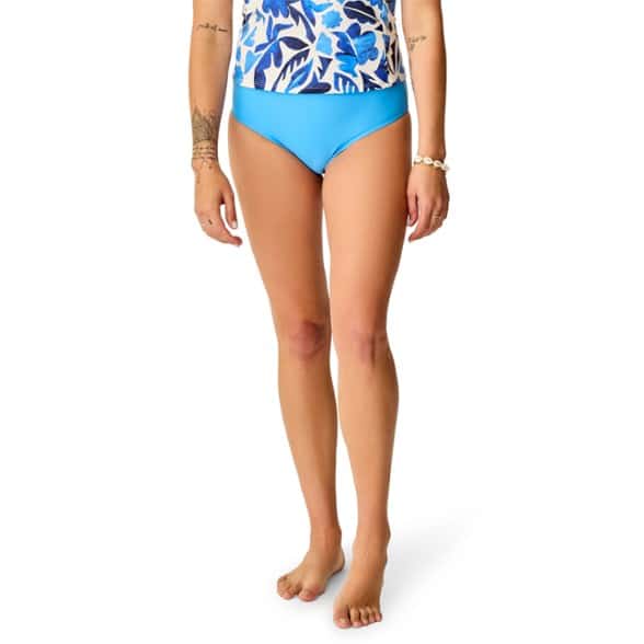 Back view of womens swimwear with hidden pocket and medium coverage fit