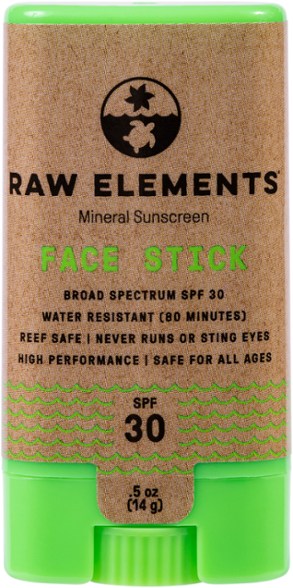Mineral sunscreen stick applied to face during outdoor activity