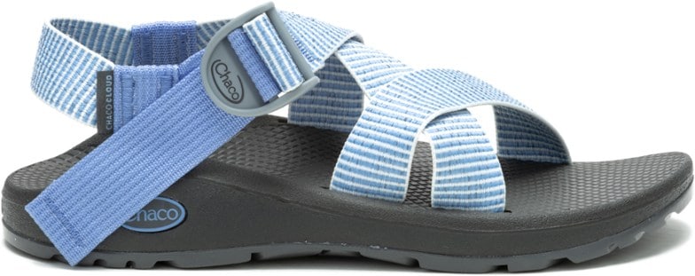 Close-up of women's waterproof multisport sandals with webbing straps and cushioning