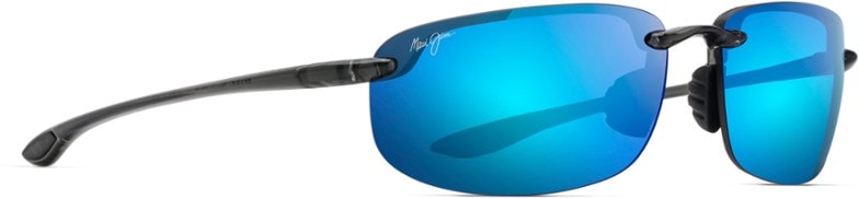 Maui Jim Ho'okipa polarized sunglasses showcasing the Blue Hawaii lens tint, perfect for beach days.