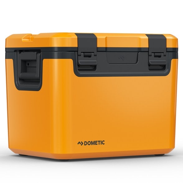 Dometic Recon 41L cooler in outdoor camping setup, showing its large capacity and lightweight design