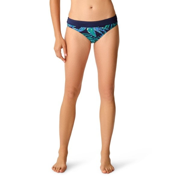 Front view of the Stinson active swimsuit bottoms showcasing the wide waistband and soft fabric.