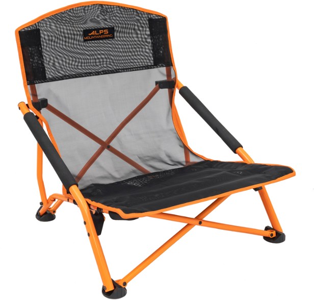 Close-up of the lightweight nylon mesh seat of the camping chair showing ventilation