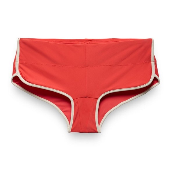Close-up of Retro Vibes Hipster Swimsuit Bottoms featuring contrast binding and vintage design