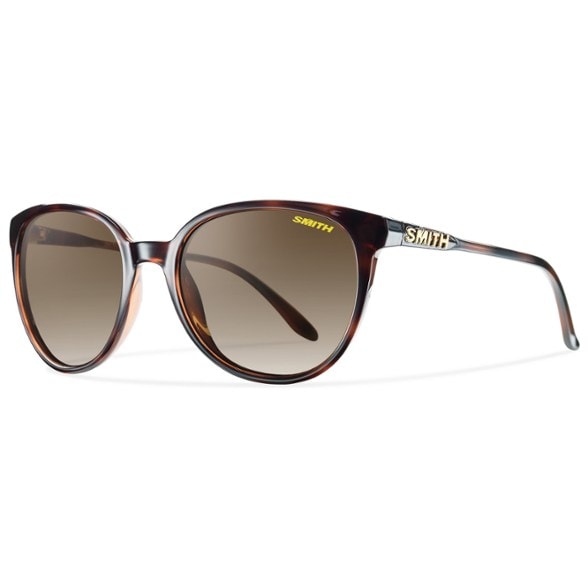 Front view of Cheetah Luxe polarized cat-eye sunglasses showing gold-tinted lenses and sleek temples