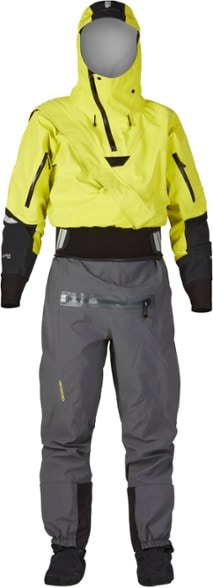 Front view of the Navigator Elite Men's Waterproof Dry Suit in action on the water.