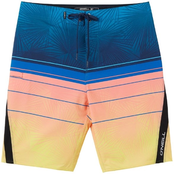 Men's board shorts with side zip pocket and quick drying fabric in action