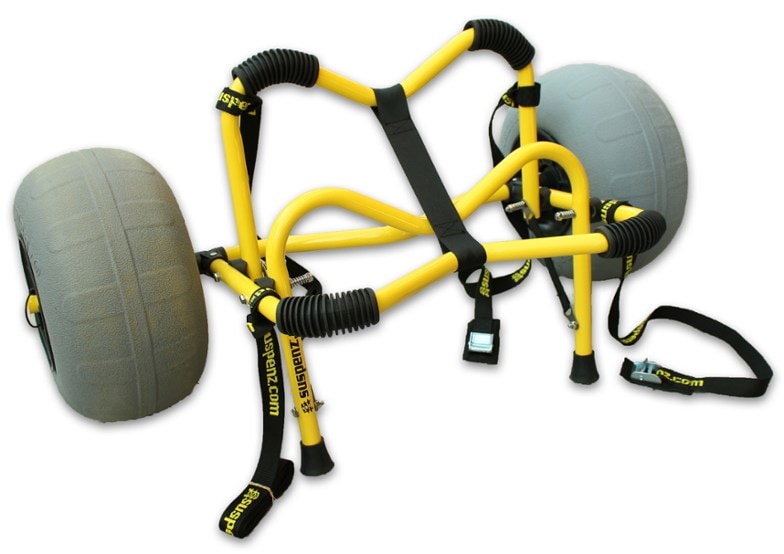 Suspenz Sand Glide Beach Cart navigating sandy terrain with ease.