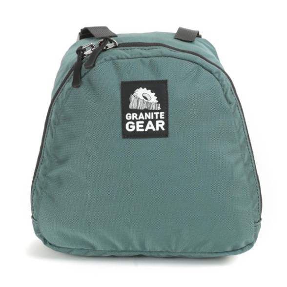 View of Granite Gear Bow Bag attached to tandem canoe showing easy access to gear