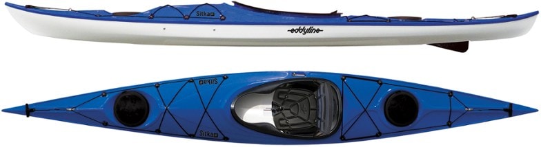 Eddyline Sitka ST kayak on open water showcasing its sleek design.
