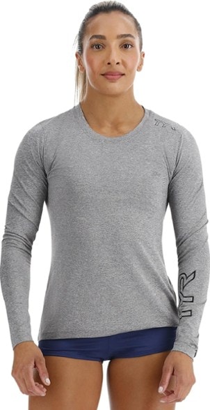 Front view of women's long sleeve UV protection shirt for outdoor sports