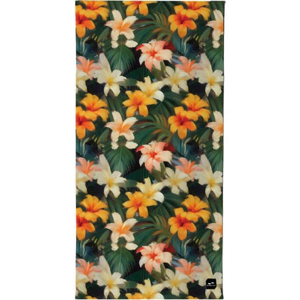 Kingman Velour Beach Towel laid out on a beach with a sunny backdrop.