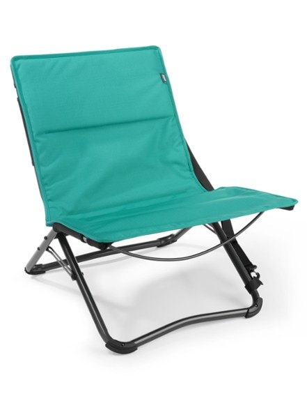 REI Co-op Camp Low Chair folded with carry strap, perfect for hiking or travel