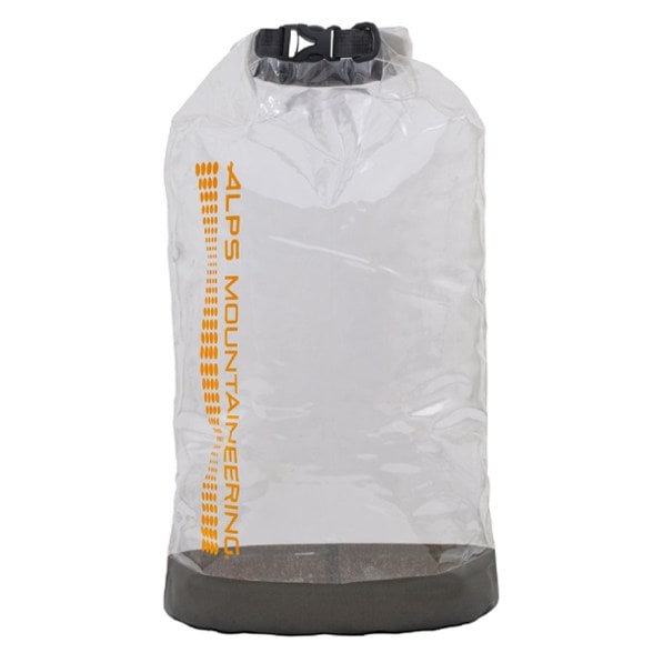 Clear waterproof dry bag rolled and sealed for kayaking trips