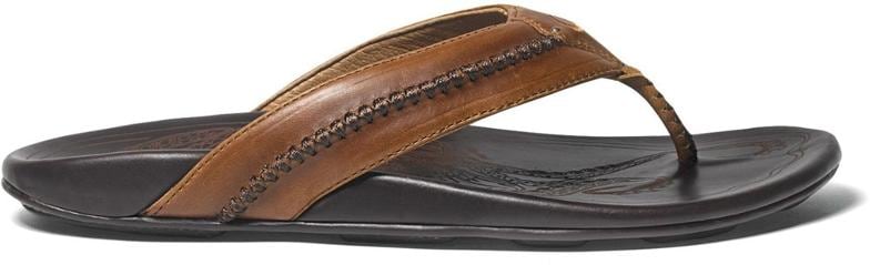 Men's leather flip-flops with unique artwork and premium leather uppers