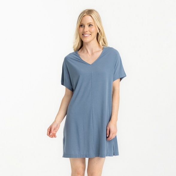 Woman wearing SunSafe Breezy Cover-Up at the beach