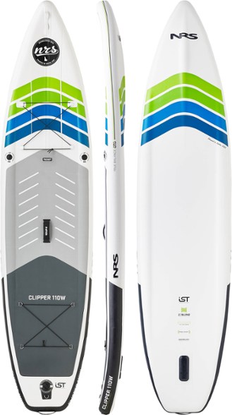 Clipper 110W inflatable paddle board in action on a calm lake