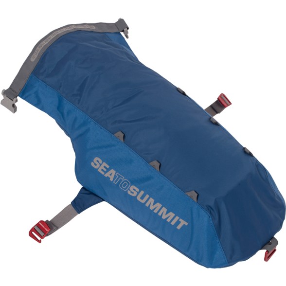 SeaQuest waterproof dry bag attached to a stand up paddle board during a paddle boarding trip