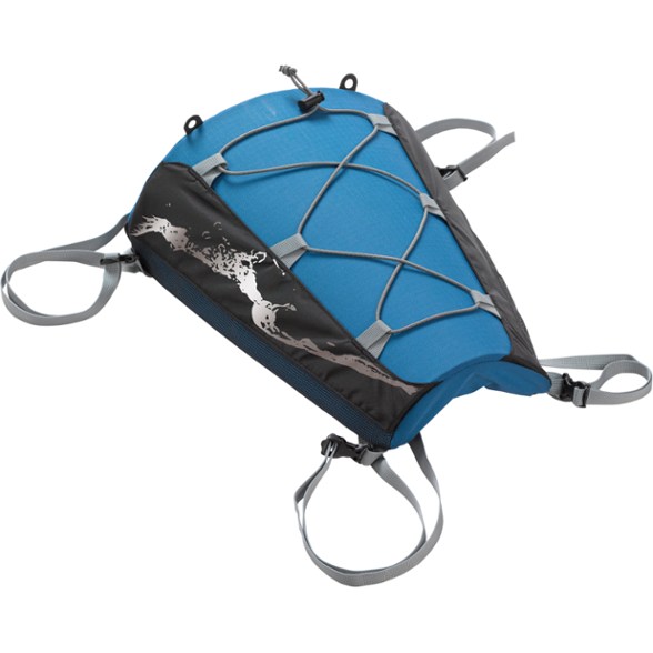 Coastal Explorer Waterproof Deck Bag on a kayak, showcasing its sleek design.
