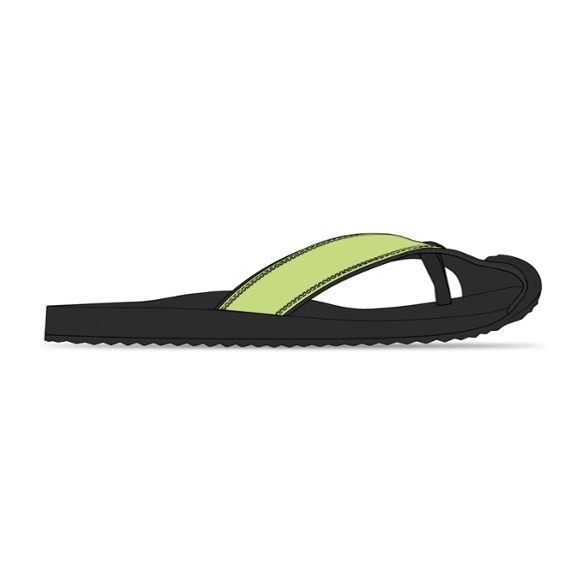 Close-up of KEEN Barbados flip flops showing the open toe and Aquagrip rubber sole
