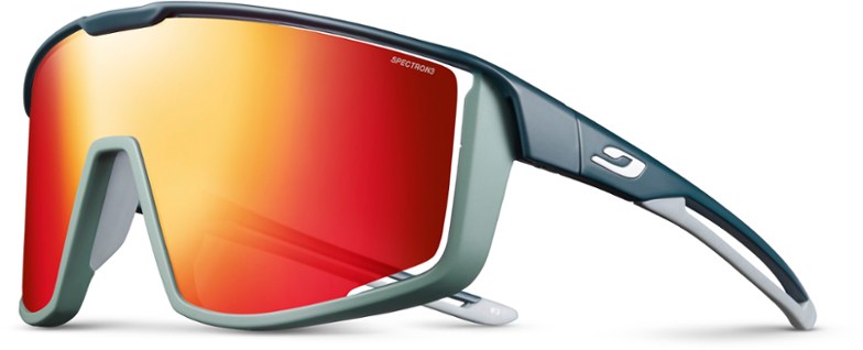 Julbo Fury cycling sunglasses worn by a cyclist, showcasing their sleek design and ventilation system.