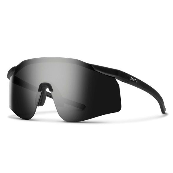 Side profile of Defy ChromaPop Vision Performance Sunglasses in black, showing the sleek, rimless design and a clear view of the interchangeable lens mechanism.