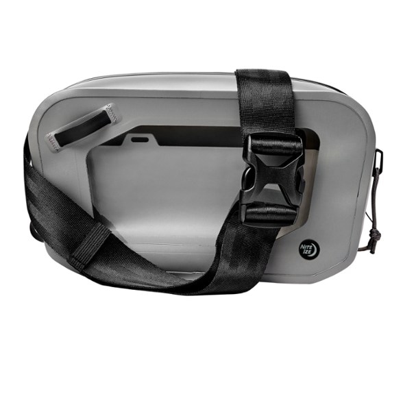 RunOff waterproof waist pack floating on water showcasing its waterproof capabilities.
