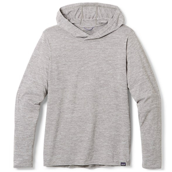 Front view of the women's quick-dry performance hoodie in action during a run.