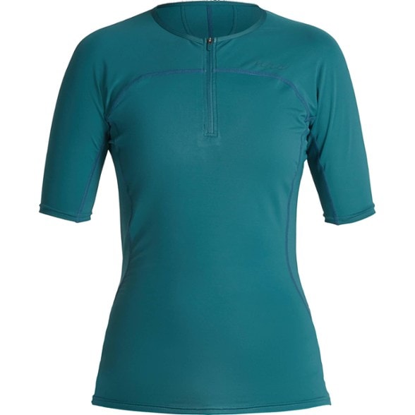 Women's rashguard shirt in action during swimming, showcasing quick dry and moisture-wicking properties