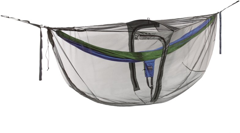 Hammock bug net installed on a camping hammock for insect protection