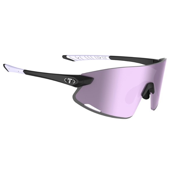 Tifosi Vogel XC sports sunglasses on a cyclist's face, showcasing their sleek design and vented lenses.
