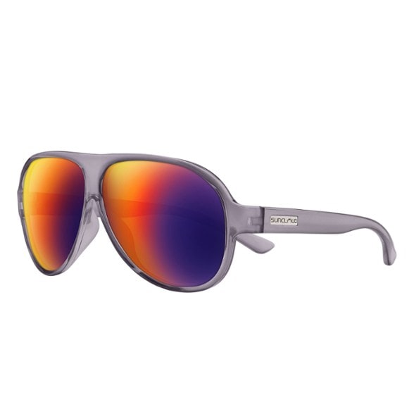 Rooney Aviator Polarized Sunglasses on a rocky outdoor surface, showcasing durability and style